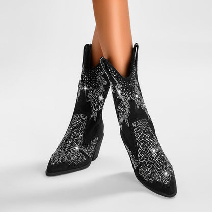 Women's Embellished Mid Calf Pointed Toe Fashion Boots for Daily Use