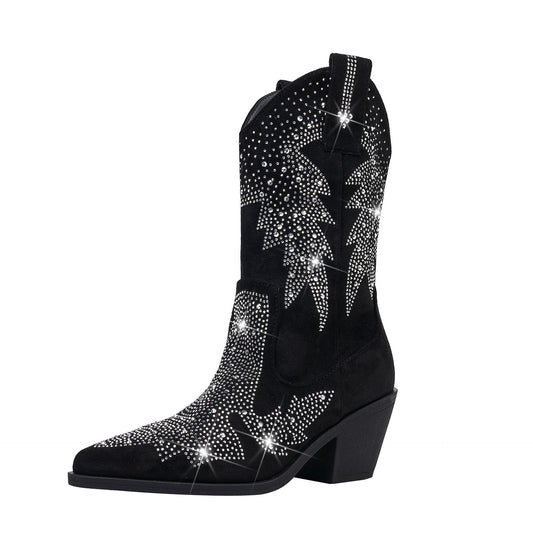 Women's Embellished Mid Calf Pointed Toe Fashion Boots for Daily Use