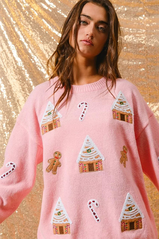 Women's Festive Christmas Crew Neck Sweater for Daily Use