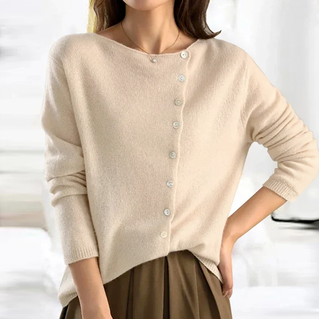 Women's Fitted Button-Down Cardigan for Fall and Winter Everyday Wear Beige One size