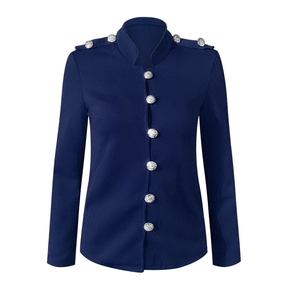Women's Fitted Button Front Military Jacket for Daily Use