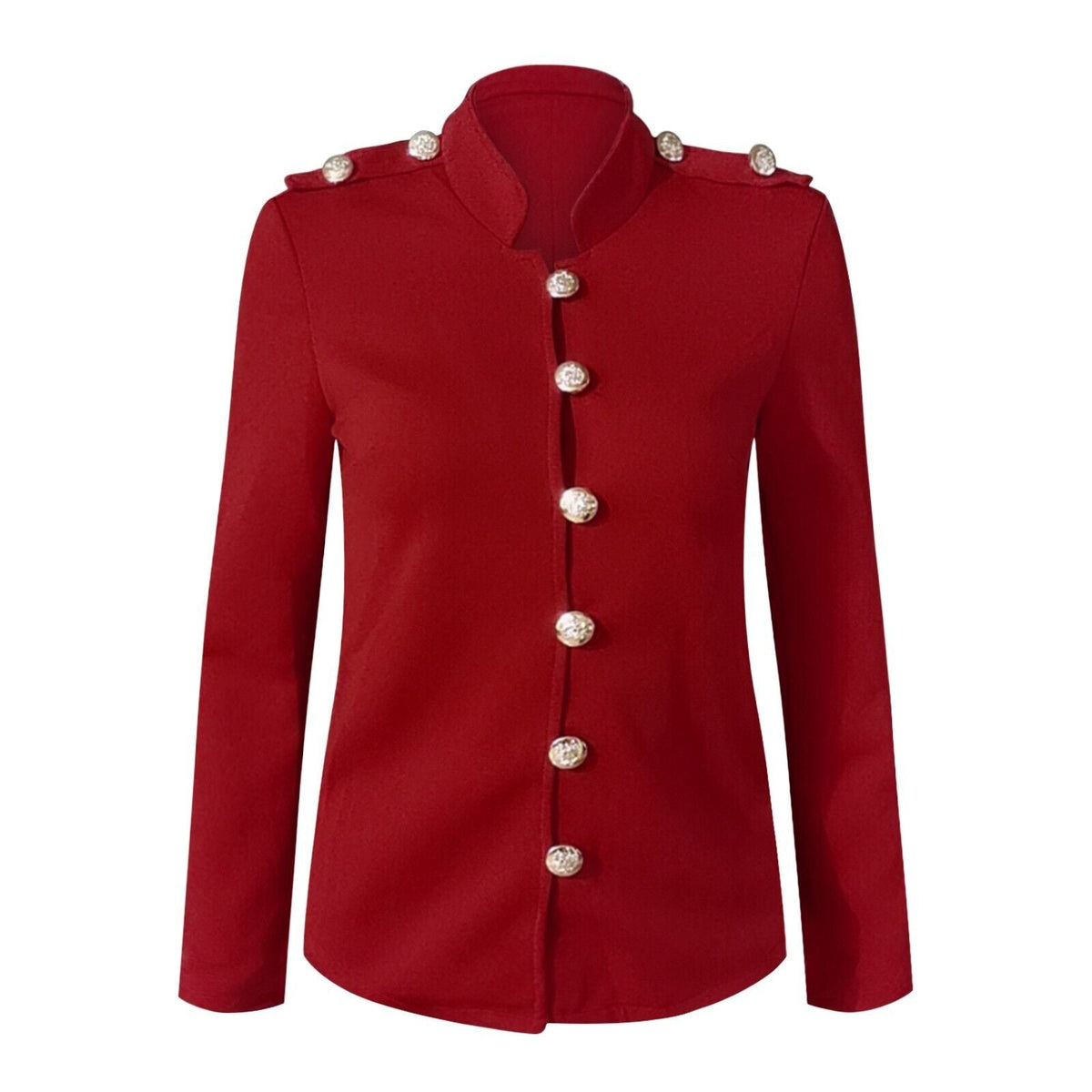 Women's Fitted Button Front Military Jacket for Daily Use