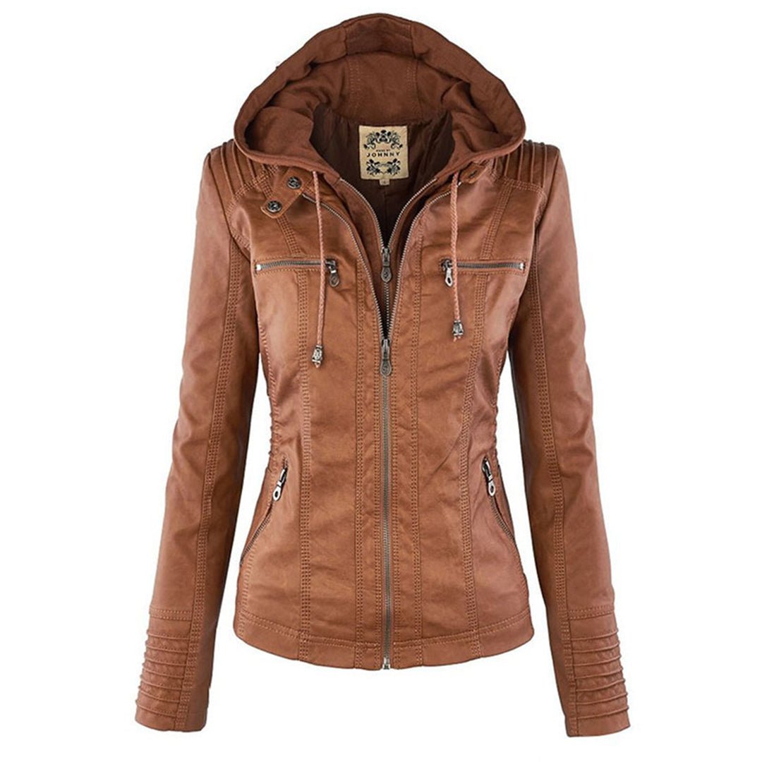Women's Fitted Hooded Jacket for Fall and Winter Everyday Wear Khaki