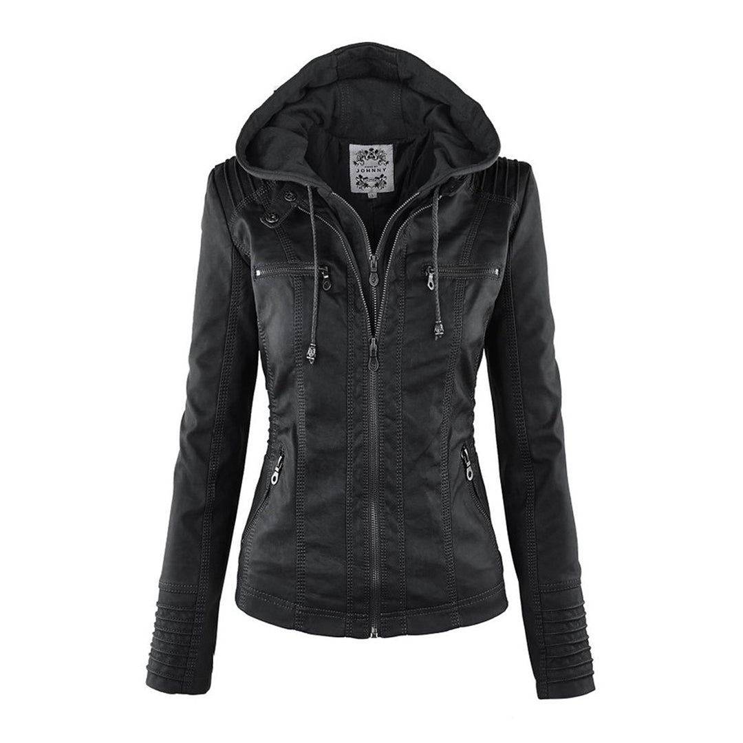 Women's Fitted Hooded Jacket for Fall and Winter Everyday Wear Black