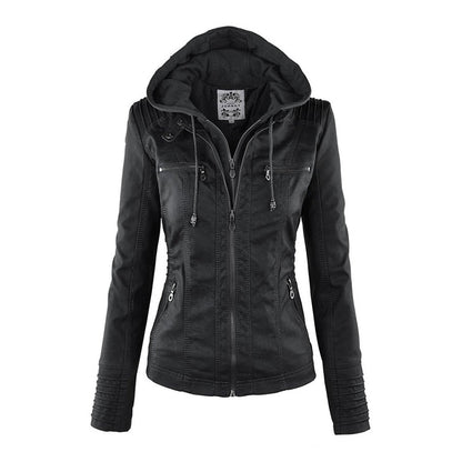 Women's Fitted Hooded Jacket for Fall and Winter Everyday Wear Black