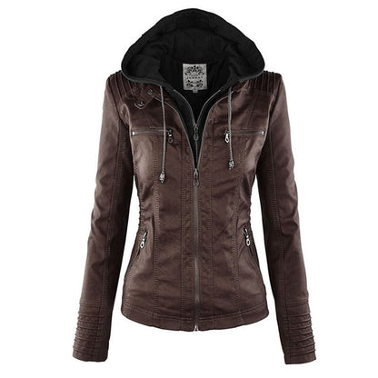 Women's Fitted Hooded Jacket for Fall and Winter Everyday Wear Brown
