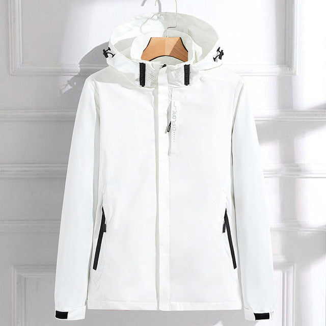 Women's Full Zip Hooded Jacket for Fall and Winter Everyday Wear White