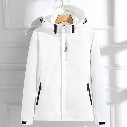 Women's Full Zip Hooded Jacket for Fall and Winter Everyday Wear White