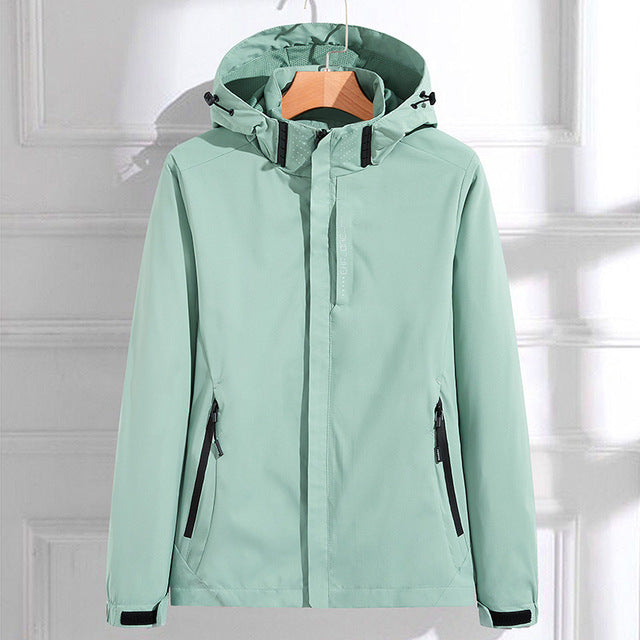 Women's Full Zip Hooded Jacket for Fall and Winter Everyday Wear Mint Green