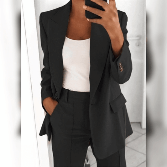 Women's High-Waisted Two-Piece Outfit for Daily Use Warm Black