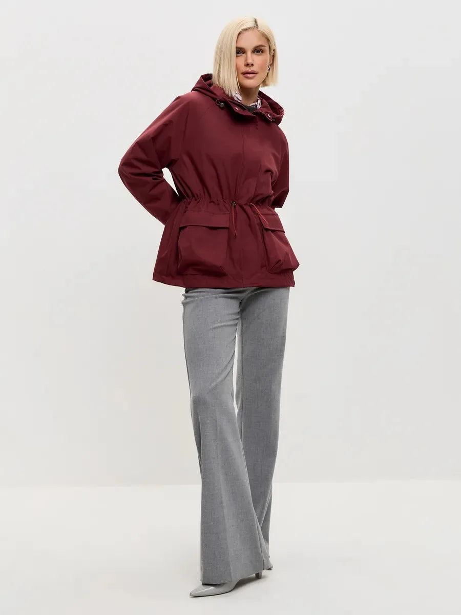 Women's Brown Hooded A-Line Winter Coat for Everyday Wear
