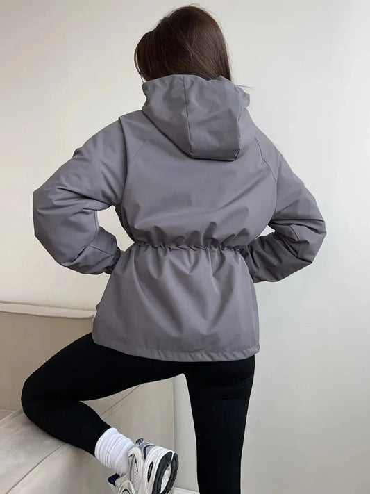 Women's Brown Hooded A-Line Winter Coat for Everyday Wear