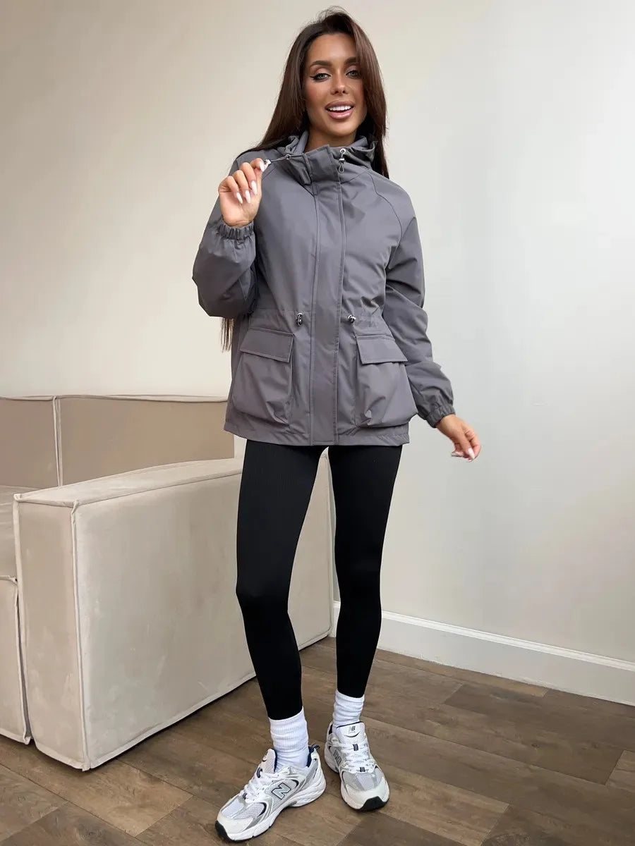 Women's Brown Hooded A-Line Winter Coat for Everyday Wear