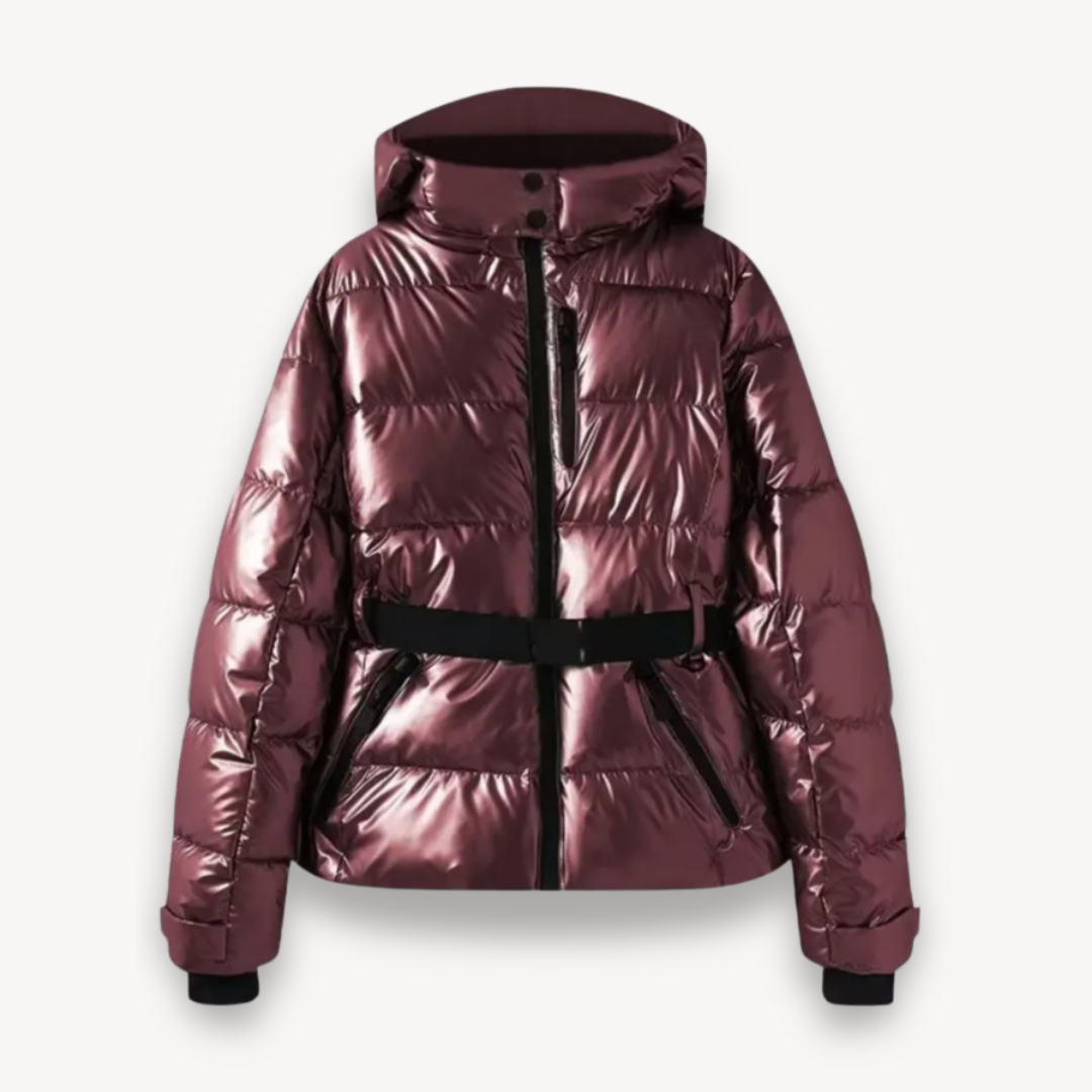 Women's Hooded Belted Puffer Jacket for Fall and Winter Everyday Wear