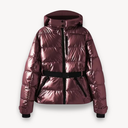 Women's Hooded Belted Puffer Jacket for Fall and Winter Everyday Wear