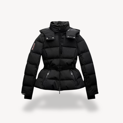 Women's Hooded Belted Puffer Jacket for Fall and Winter Everyday Wear