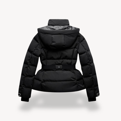 Women's Hooded Belted Puffer Jacket for Fall and Winter Everyday Wear