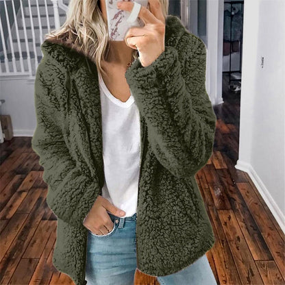 Women's Hooded Fleece Jacket for Comfort and Warmth for Daily Use Green