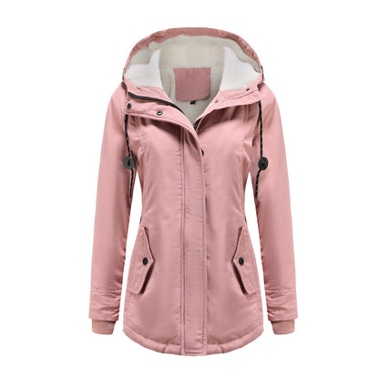 Women's Hooded Fleece Lined Jacket for Comfort and Warmth Light Pink