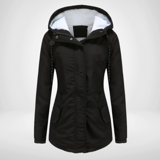 Women's Hooded Fleece Lined Jacket for Comfort and Warmth Black