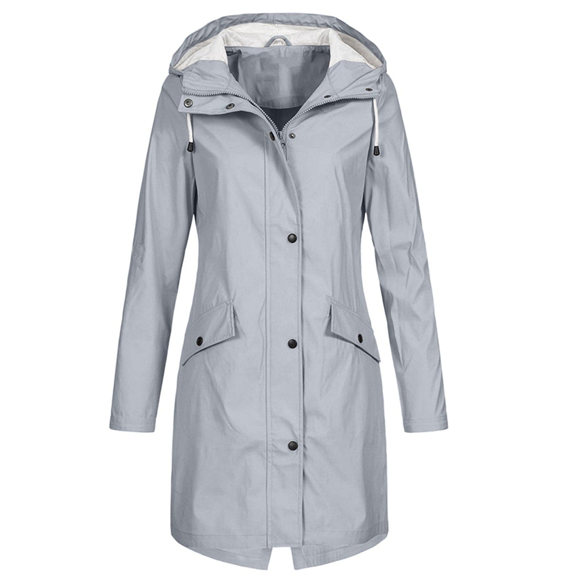 Women's Hooded Mid-Length Winter Coat for Daily Use Warm Gray