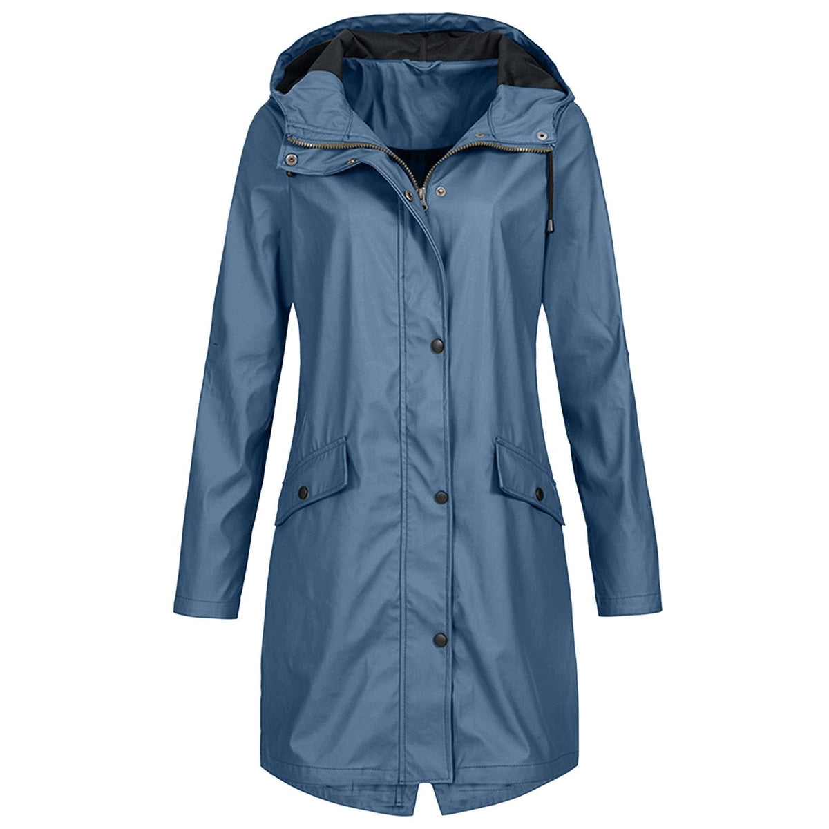 Women's Hooded Mid-Length Winter Coat for Daily Use Warm Blue