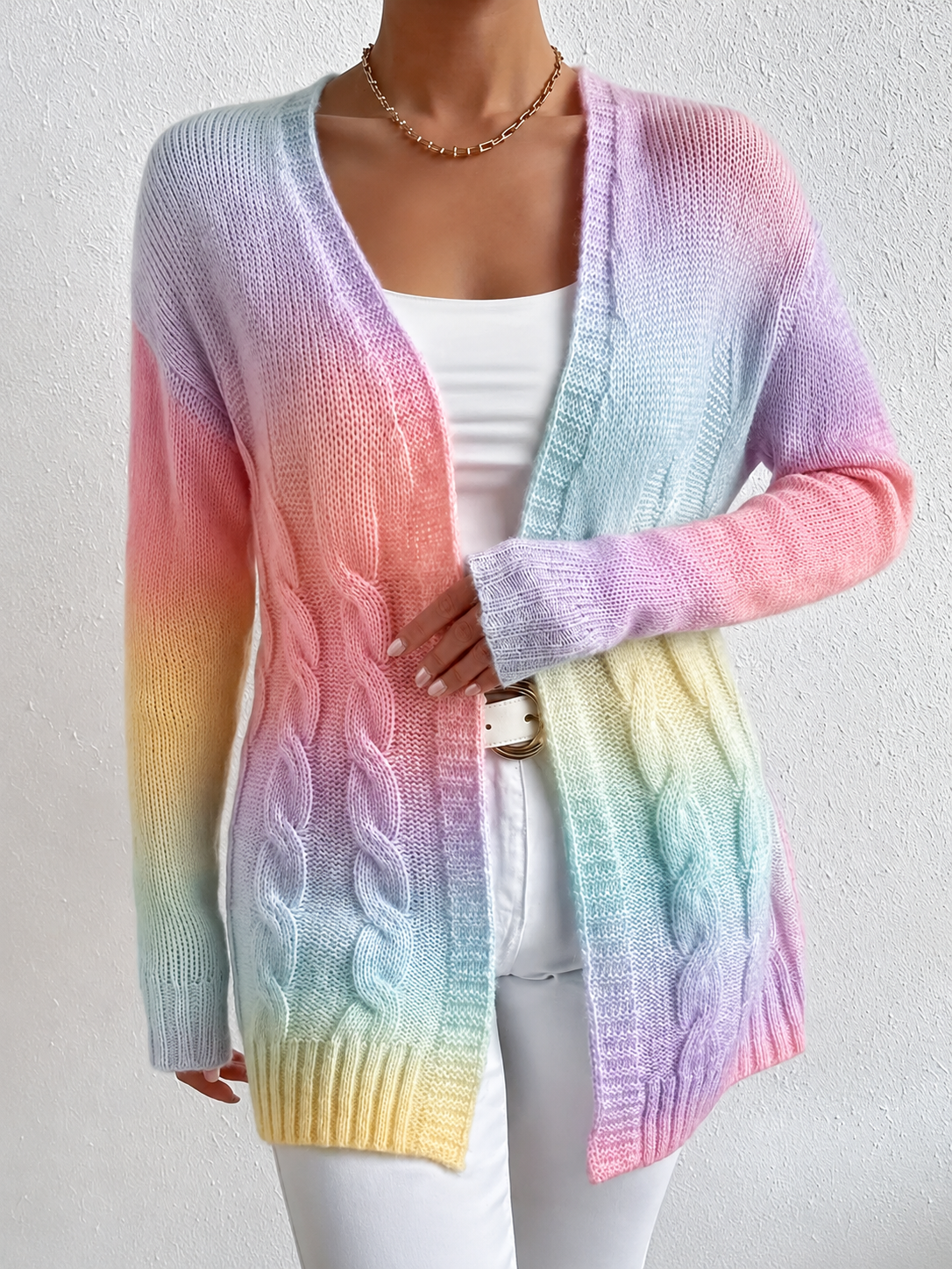 Women's Long Cable Knit Cardigan for Fall and Winter Everyday Wear