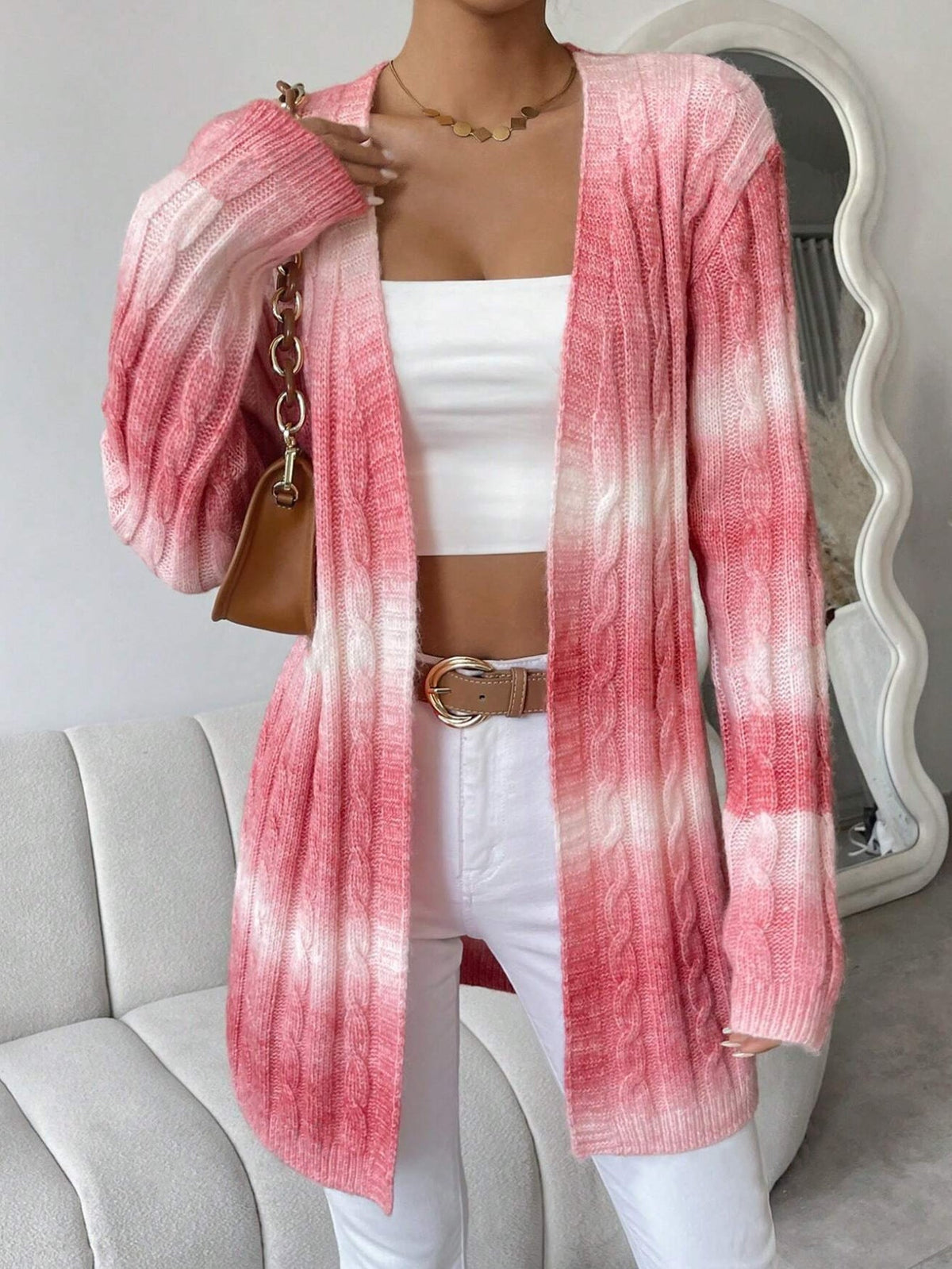 Women's Long Cable Knit Cardigan for Fall and Winter Everyday Wear