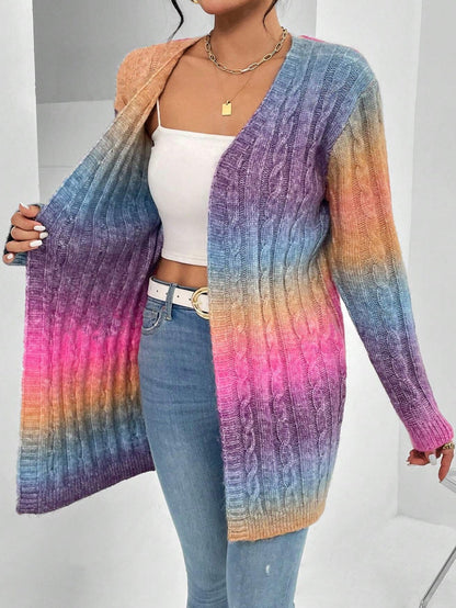 Women's Long Cable Knit Cardigan for Fall and Winter Everyday Wear