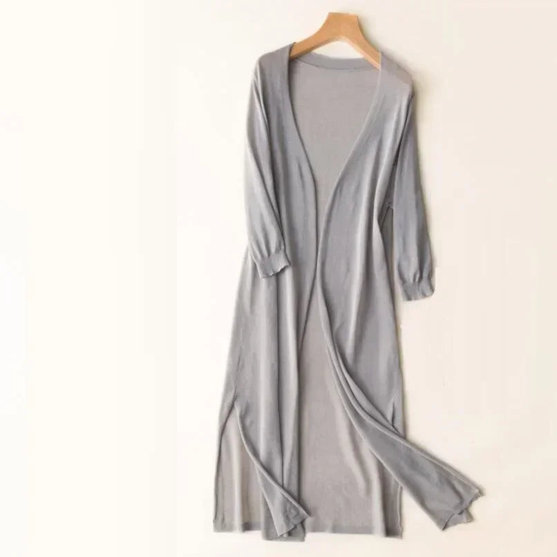 Women's Long Duster Cardigan for Fall and Winter Everyday Wear Gray