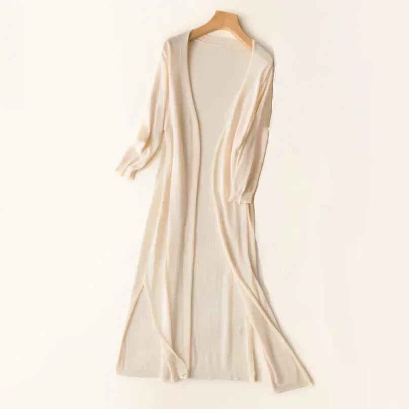 Women's Long Duster Cardigan for Fall and Winter Everyday Wear Apricot