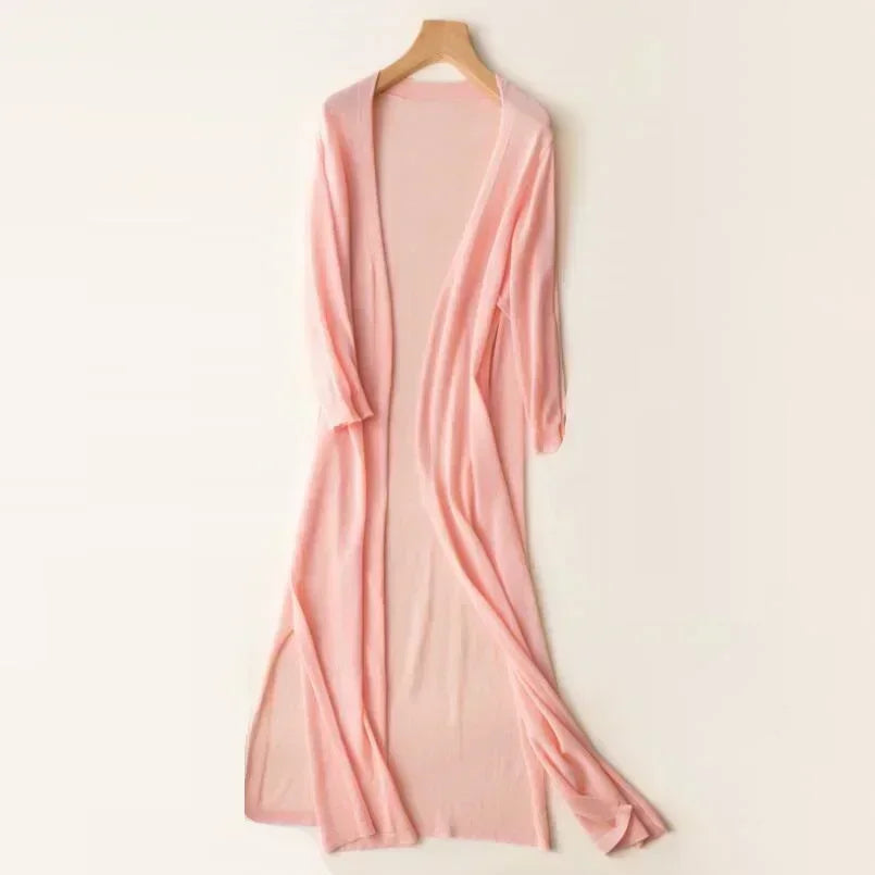 Women's Long Duster Cardigan for Fall and Winter Everyday Wear Pink