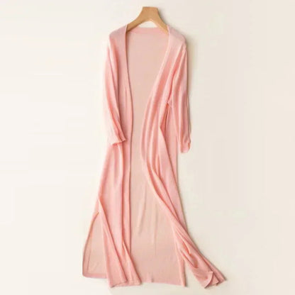 Women's Long Duster Cardigan for Fall and Winter Everyday Wear Pink