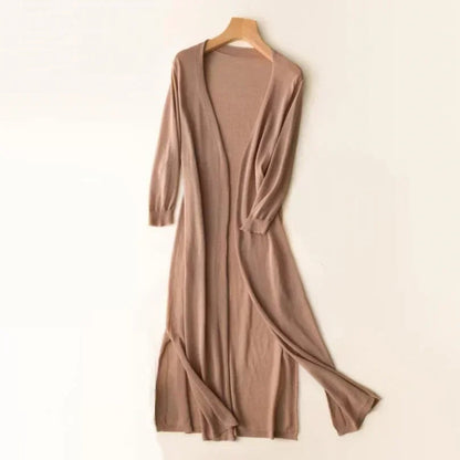 Women's Long Duster Cardigan for Fall and Winter Everyday Wear Khaki