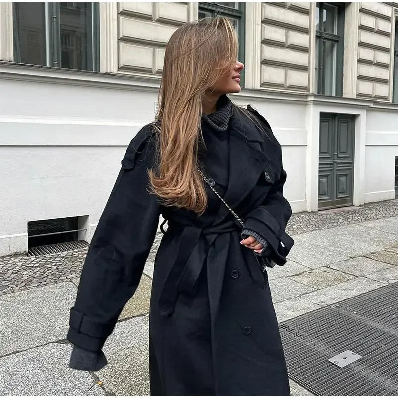 Women's Long Oversized Trench Coat for Fall and Winter Everyday Wear