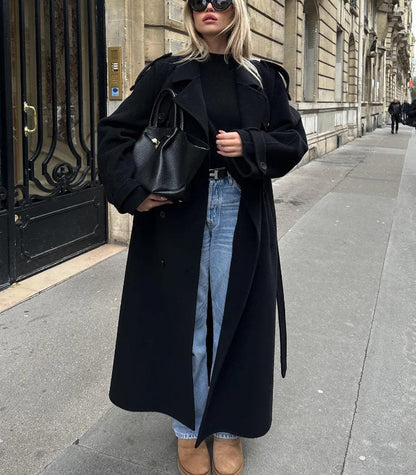 Women's Long Oversized Trench Coat for Fall and Winter Everyday Wear