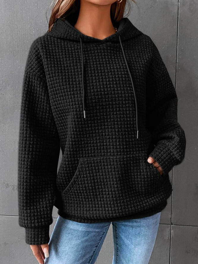 Women's Black Long Sleeve Pullover Hoodie for Fall and Winter Black