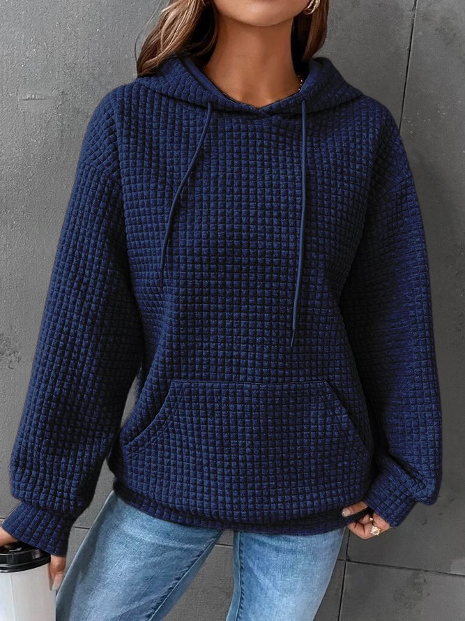 Women's Black Long Sleeve Pullover Hoodie for Fall and Winter Blue