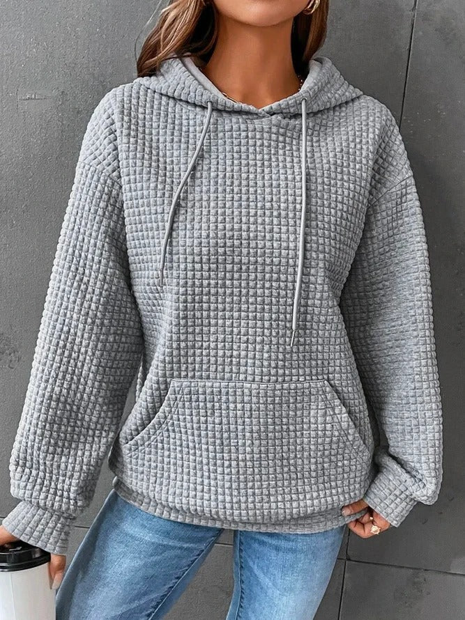 Women's Black Long Sleeve Pullover Hoodie for Fall and Winter Gray