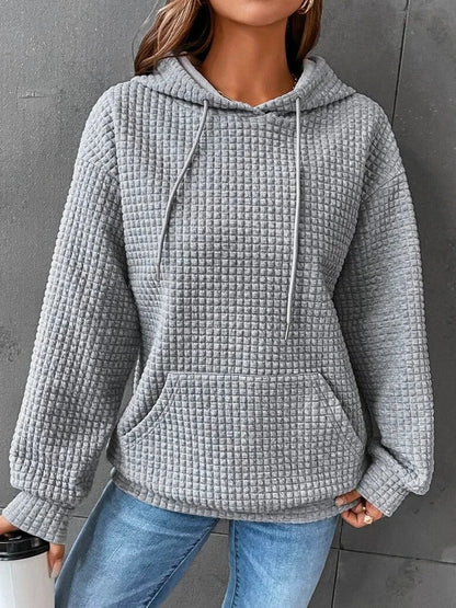 Women's Black Long Sleeve Pullover Hoodie for Fall and Winter Gray