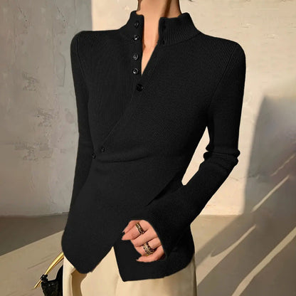 Women's Long Sleeve Wrap Sweater for Fall and Winter Everyday Wear