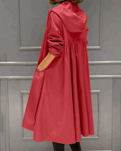 Women's Multi-Color Longline Hooded Jacket for Fall and Winter Rot