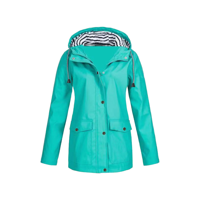 Women's Yellow Longline Hooded Jacket for Fall and Winter Turquoise