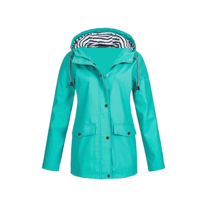 Women's Yellow Longline Hooded Jacket for Fall and Winter Turquoise