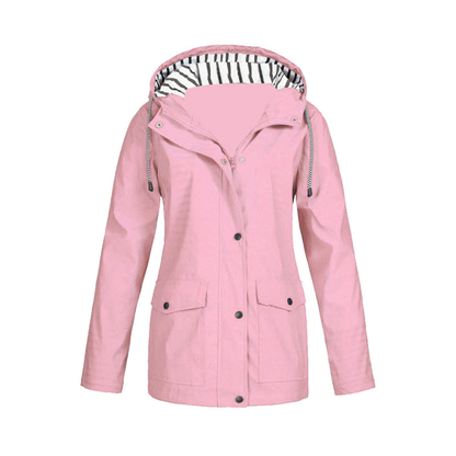 Women's Yellow Longline Hooded Jacket for Fall and Winter Pink