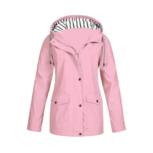 Women's Yellow Longline Hooded Jacket for Fall and Winter Pink