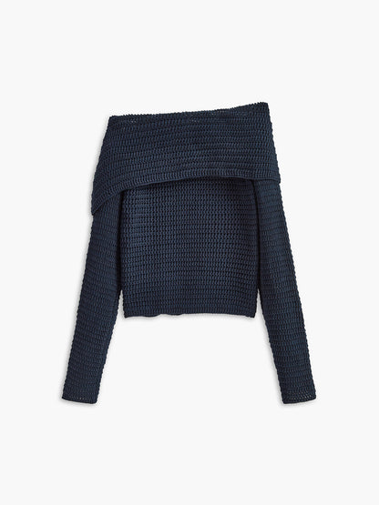 Women's Off-the-Shoulder Fitted Sweater for Daily Use Warm