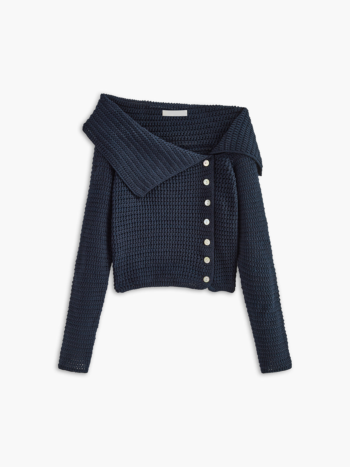 Women's Off-the-Shoulder Fitted Sweater for Daily Use Warm Navy Blue