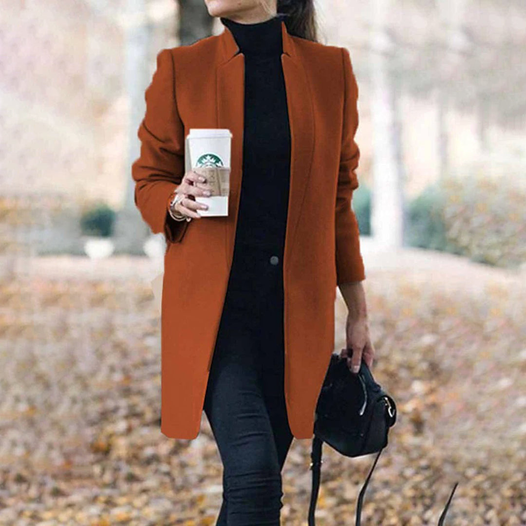 Women's Open Front Long Coat for Fall and Winter Everyday Wear Caramel