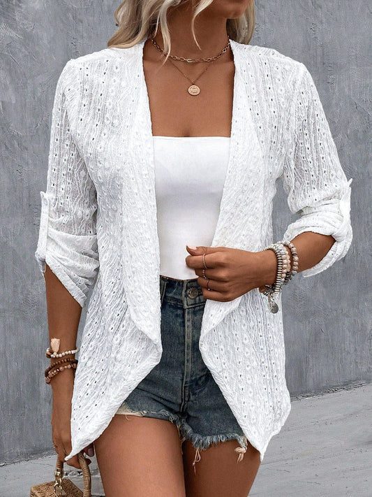 Women's Open Front Long Sleeve Cardigan for Daily Use Warm White